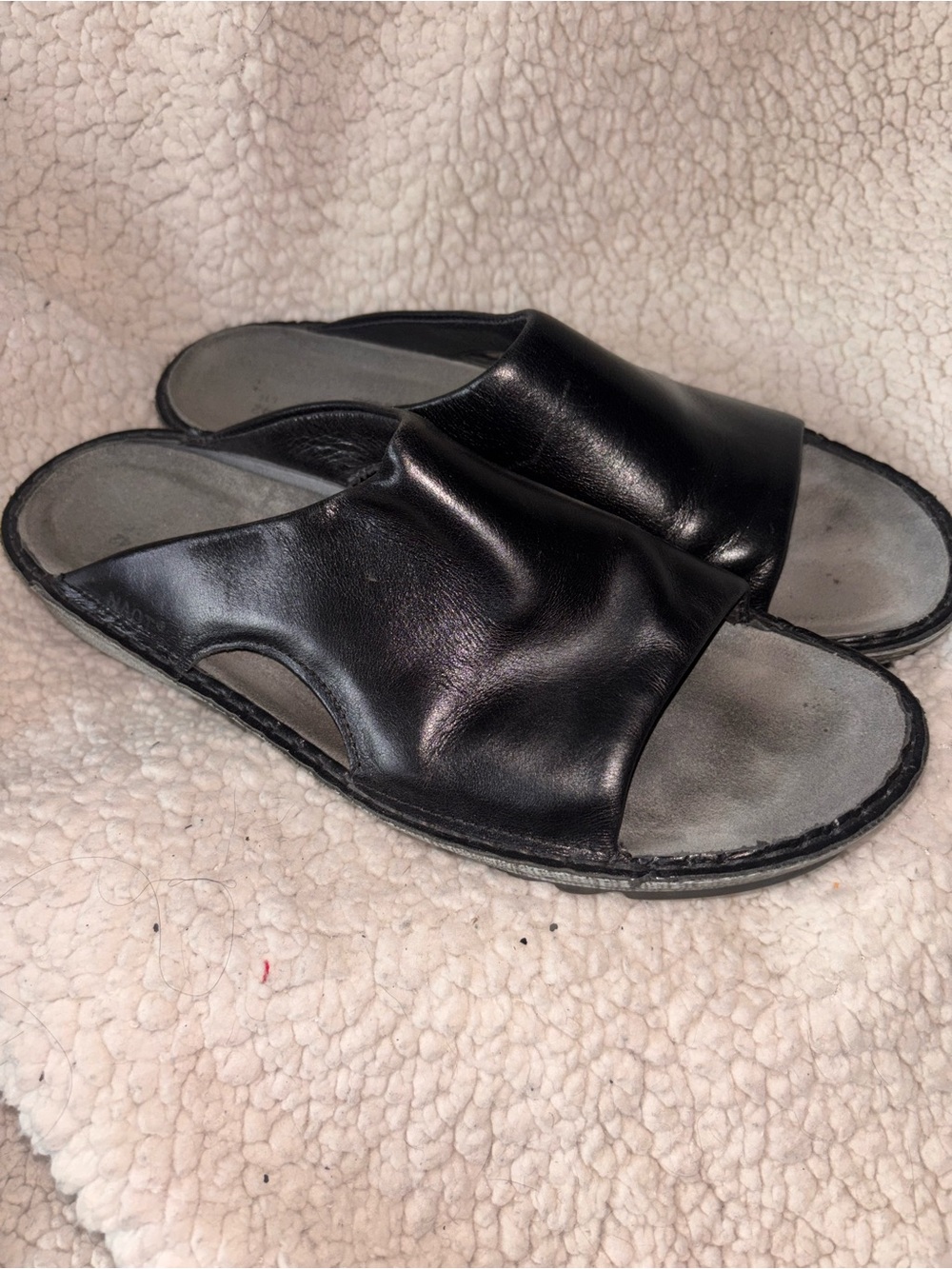 Naot Black Leather Comfort Slide Cork Sandals Size 42 US 10.5-11 Made in Israel